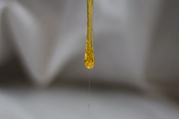 Golden honey dripping from a spoon into a bowl, captured in a close-up shot with soft lighting.
